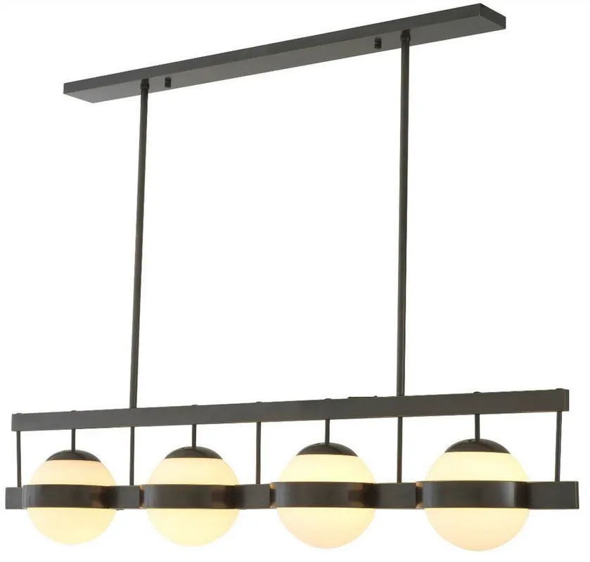 Casa Padrino lámpara de araña de lujo bronce / blanco 140 x 22 x A. 30 cm - Lámpara de araña moderna de metal con pantallas redondas de vidrio - Colección de Lujo Begrenztes Angebot