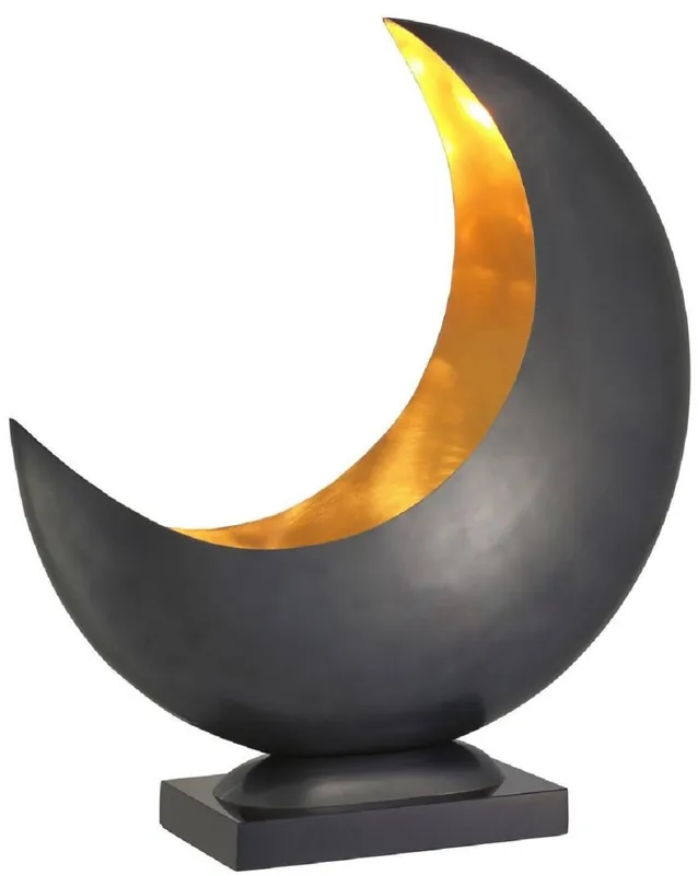Highlight Casa Padrino lámpara de mesa de diseño gris antracita / latón 48 x A. 53 cm - Lámpara de mesa moderna con base de granito - Lámpara de salón