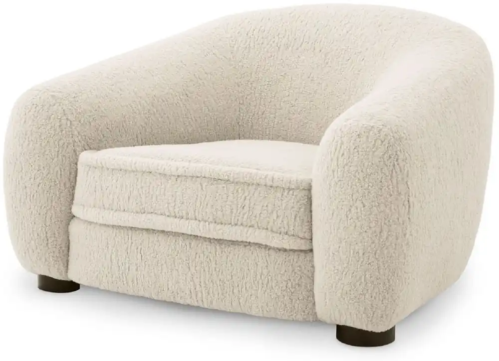 Casa Padrino sillón de lujo crema / negro 110 x 95 x A. 70 cm - Sillón de salón con respaldo curvo - Muebles de Lujo Echt