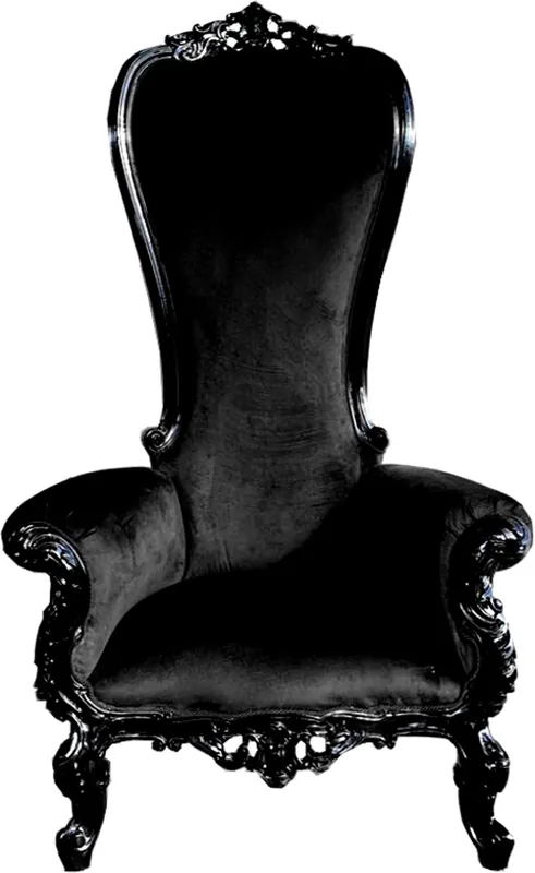 Sillón trono barroco de lujo Casa Padrino negro / negro - sillón gigante - silla trono - versión de lujo con respaldo alto / logo con escudo propio posible Aktuell