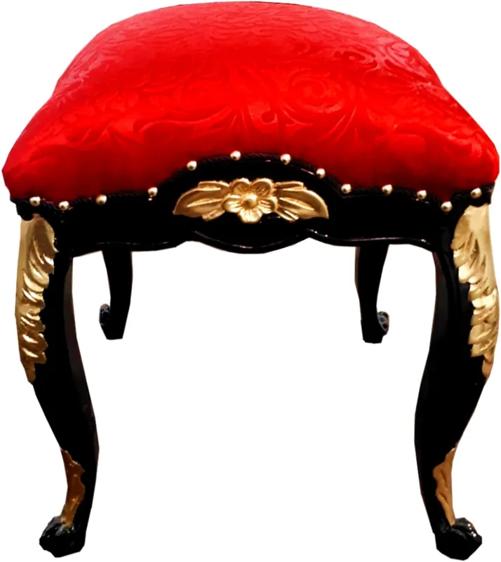 Pompöös by Casa Padrino taburete barroco de lujo patrón angular rojo / negro / dorado - Taburete barroco Pompööser diseñado por Harald Glööckler Nur Heute