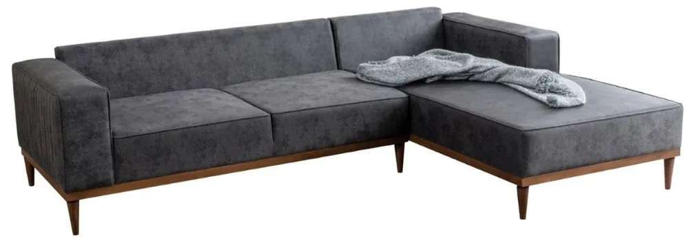 Casa Padrino sofá esquinero de lujo gris / marrón 265 x 180 x A. 70 cm - Elegante sofá de salón - Muebles de Lujo Must-Have