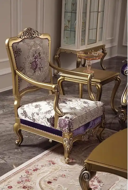 Casa Padrino sillón barroco de lujo 68 x 68 x A. 112 cm - Magnífico sillón de salón con patrón de flores - Muebles de salón barrocos - Calidad de Lujo Preis Gesenkt