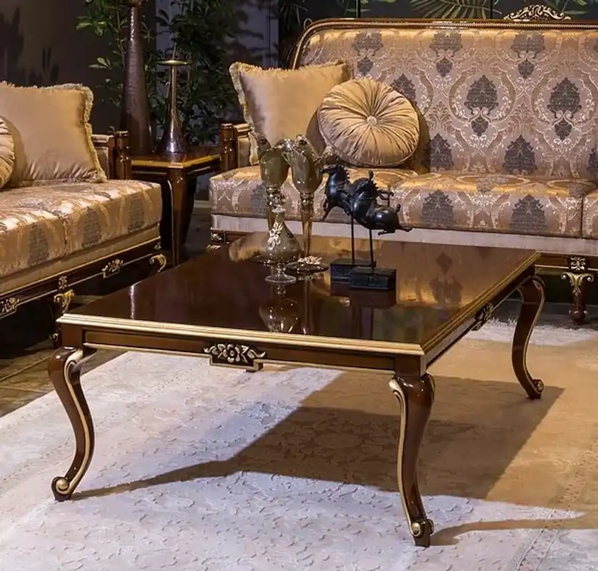 Mega-Angebot Casa Padrino mesa de centro barroco de lujo marrón / oro 129 x 94 x A. 46 cm - Elegante mesa de salón de madera maciza - Muebles de salón barrocos