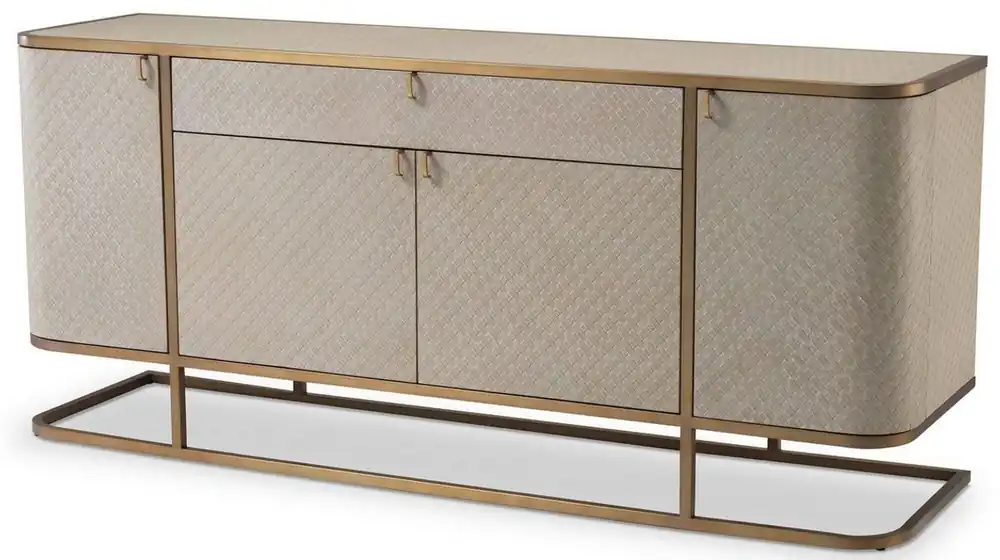 Casa Padrino cómoda de lujo con 4 puertas y cajón beige / latón 170 x 46 x A. 75 cm - Aparador - Armario - Muebles de lujo - Calidad de Lujo Bestseller