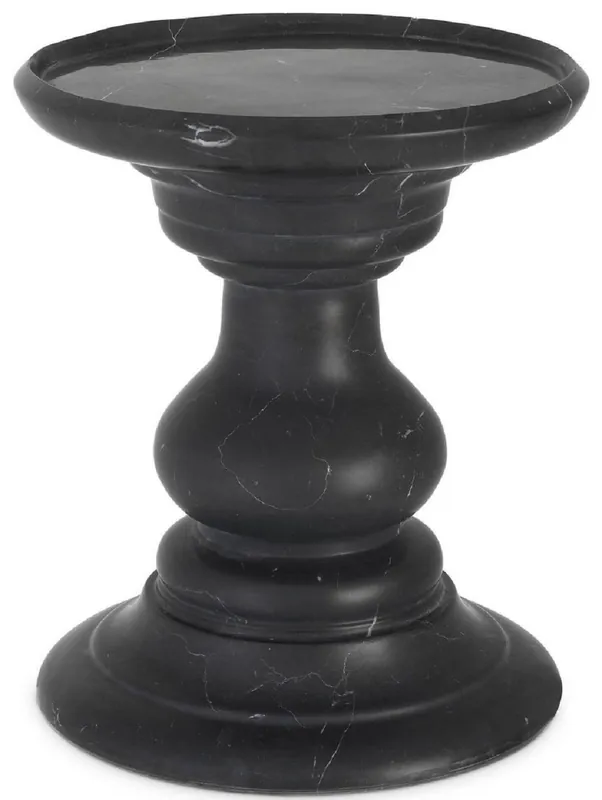 Begrenztes Angebot Casa Padrino mesa auxiliar de lujo negro Ø 33 x A. 39,5 cm - Mesa auxiliar redondo de mármol de alta calidad - Muebles de mármol de lujo
