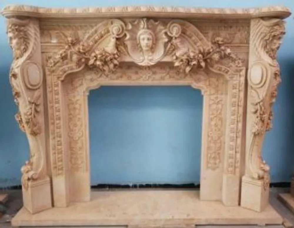 Versand Am Gleichen Tag Casa Padrino marco de chimenea barroco de lujo beige 257 x 55 x A. 205 cm - Magnífico marco de chimenea de mármol de alta calidad - Muebles Barrocos