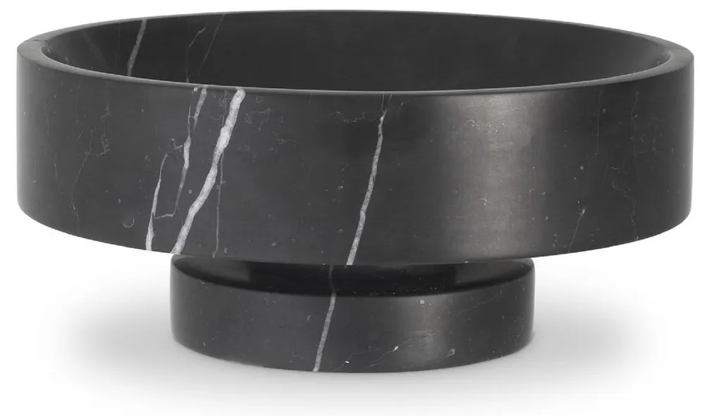 Nur Für Kurze Zeit Casa Padrino cuenco de lujo negro Ø 33 x A. 13 cm - Tazón decorativo redondo de mármol de alta calidad - Accesorios decorativos de lujo