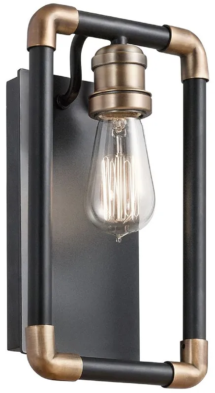 Casa Padrino lámpara de pared de diseño industrial de lujo negro / latón 17,1 x 10,6 x A. 30,5 cm - Elegante lámpara de pared de estilo industrial - Luces de estilo industrial Preisreduziert