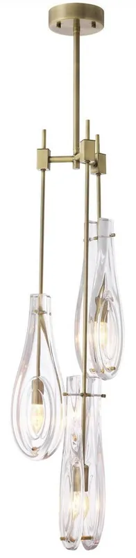 Finale Aktion Casa Padrino lámpara de araña de lujo latón Ø 30 x A. 95,5 cm - Lámpara de araña moderna de metal con pantallas de vidrio - Calidad de Lujo