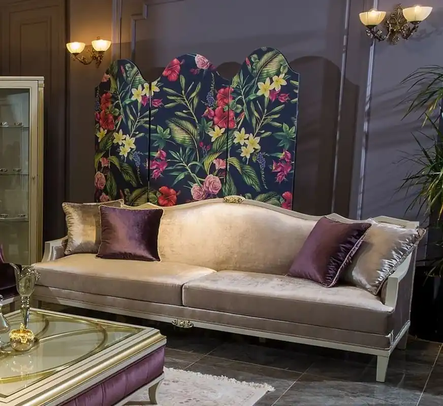 Casa Padrino sofá barroco de lujo rosa / blanco / oro 239 x 83 x A. 93 cm - Noble sofá de salón con cojines decorativos - Muebles de salón barrocos Markenware