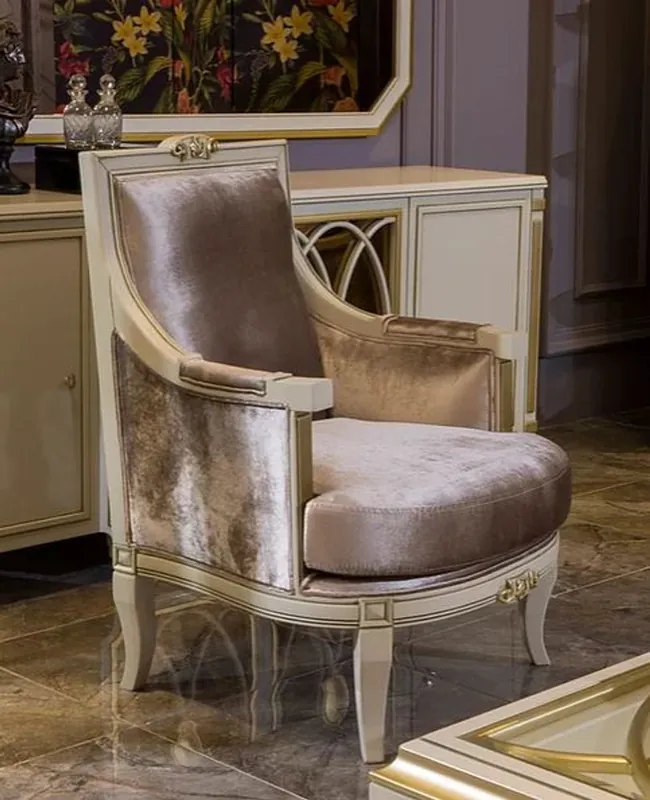 Jetzt Kaufen Casa Padrino sillón barroco de lujo rosa / blanco / oro 77 x 70 x A. 105 cm - Sillón de salón elegante en estilo barroco - Muebles Barroco