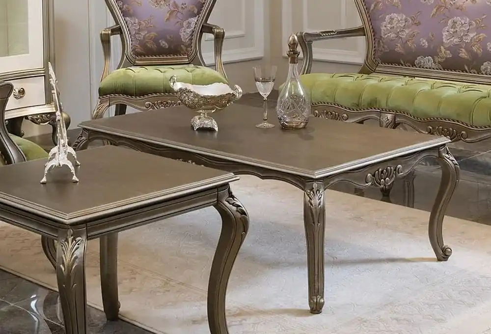 Geprüft Casa Padrino mesa de centro barroco de lujo plata 125 x 70 x A. 41 cm - Mesa de salón de madera maciza - Muebles barrocos nobles