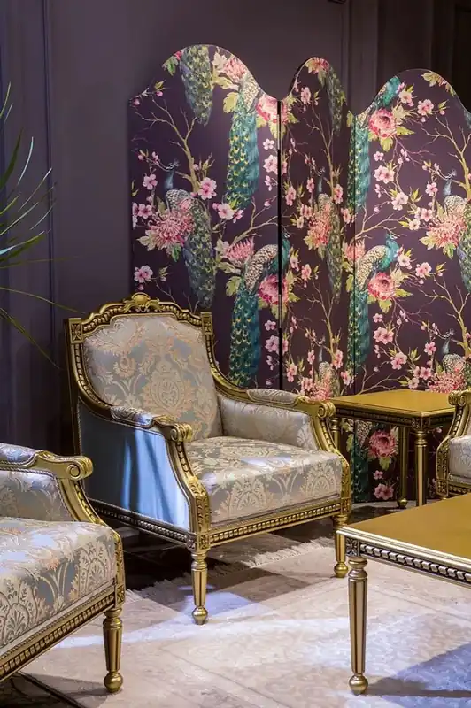 Casa Padrino sillón barroco de lujo azul claro / oro 68 x 72 x A. 103 cm - Sillón de salón con patrón elegante - Muebles de salón barrocos Bestpreis