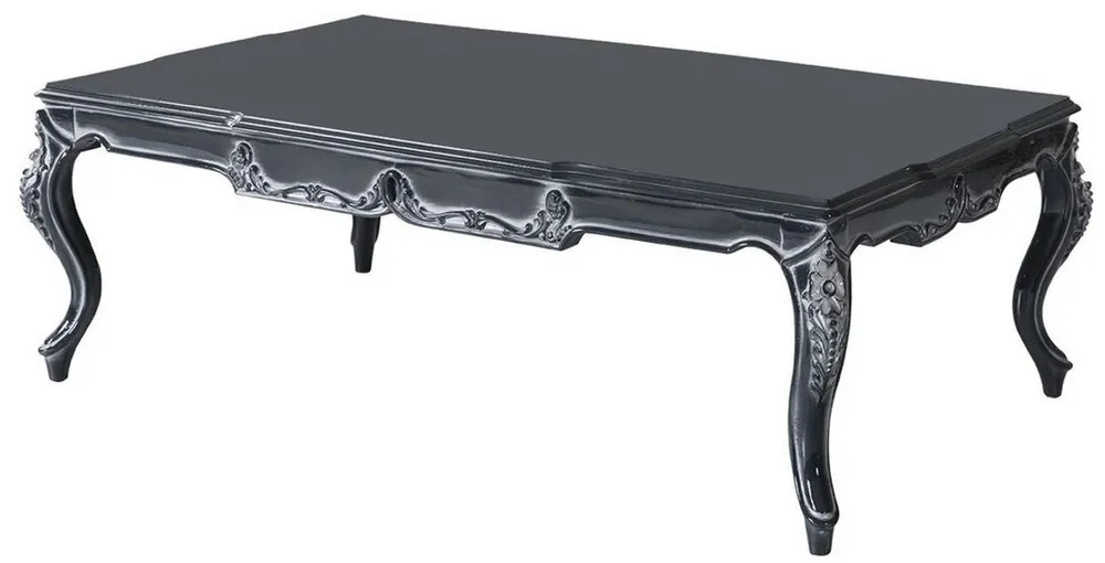 Casa Padrino mesa de centro barroco de lujo gris 118 x 80 x A. 48 cm - Mesa de salón de madera maciza noble - Muebles de salón de estilo barroco Preisknaller