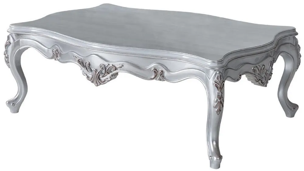 Casa Padrino mesa de centro barroca de lujo plata 130 x 85 x A. 47 cm - Mesa de salón rectangular de madera maciza - Muebles Barrocos - Noble y Magnífico Finale Aktion