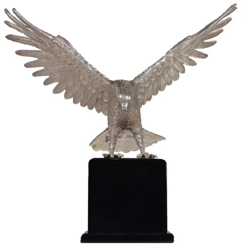 Preiswert Casa Padrino figura de bronce de lujo águila plata / negro 40 x 20 x A. 37 cm - Escultura de bronce plateado con base - Decoración de escritorio - Decoración de sala de estar - Calidad de Lujo