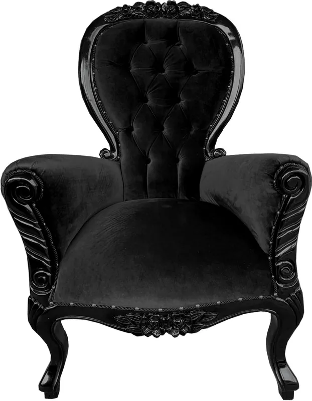 Sillón barroco de lujo Casa Padrino Flowers Negro / Negro - Calidad de lujo Bestpreis
