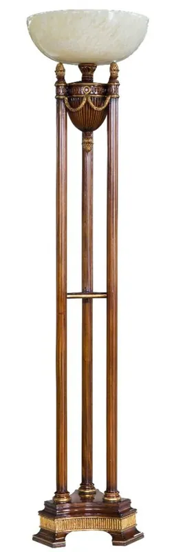 Casa Padrino lámpara de pie barroco de lujo marrón / oro / crema Ø 45 x A. 191 cm - Magnífica lámpara de pie de caoba - Muebles de salón barrocos Zertifiziert