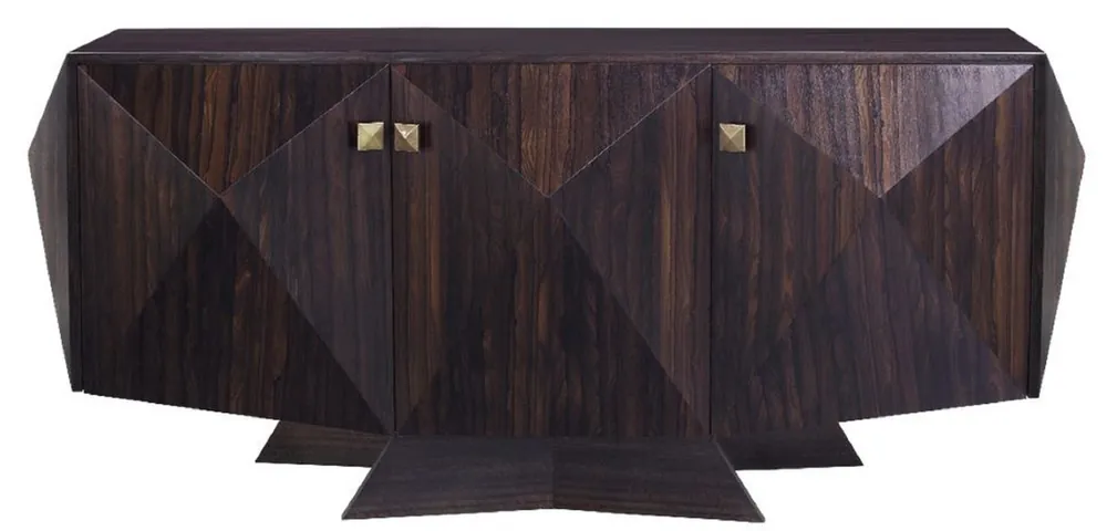 Preisknaller Casa Padrino aparador Art Decó de lujo marrón oscuro 207 x 63 x A. 90 cm - Noble mueble de salón con 3 puertas - Muebles Art Deco