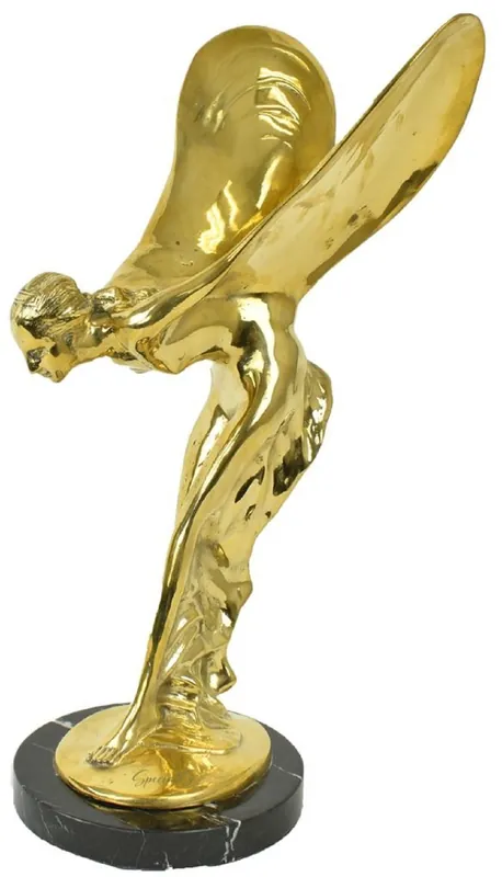 Super-Preis Casa Padrino escultura de bronce de lujo dama con alas oro / negro 26 x 35 x A. 52 cm - Figura de bronce noble con base de mármol - Accesorios decorativos de lujo