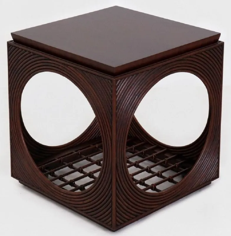 Neu Casa Padrino mesa auxiliar de caoba de lujo en forma de cubo marrón oscuro 50 x 50 x A. 55 cm - Muebles de Salón - Calidad de Lujo