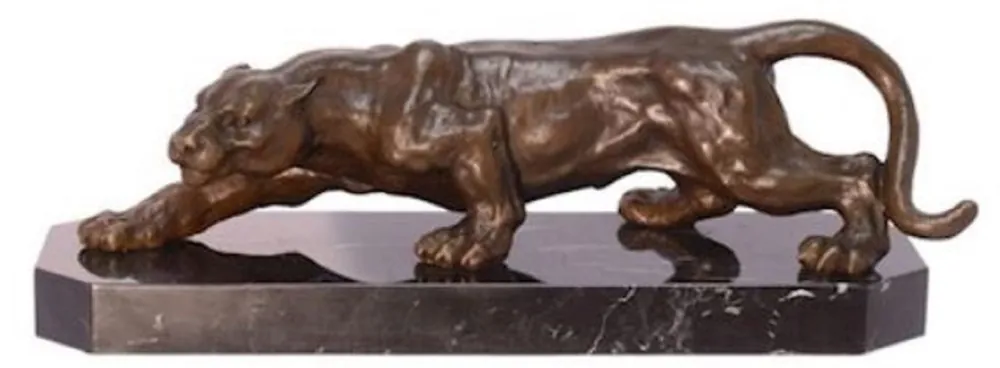 Direkt Vom Hersteller Casa Padrino figura de bronce de lujo pantera bronce / negro 42,8 x 14,9 x A. 13,8 cm - Elegante escultura de bronce con base de mármol - Accesorios Decorativos