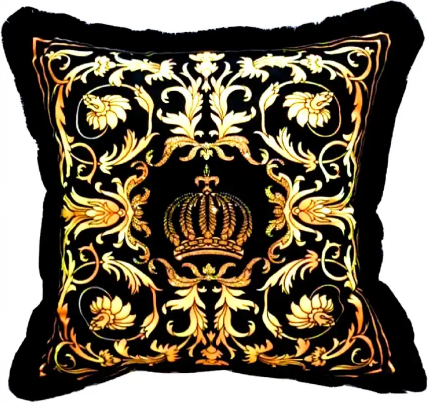 Top-Seller Harald Glööckler almohada decorativa de lujo Pompöös de Casa Padrino negro / patrón barroco oro / negro 50 x 50 cm - Almohada Glööckler con Pedrería