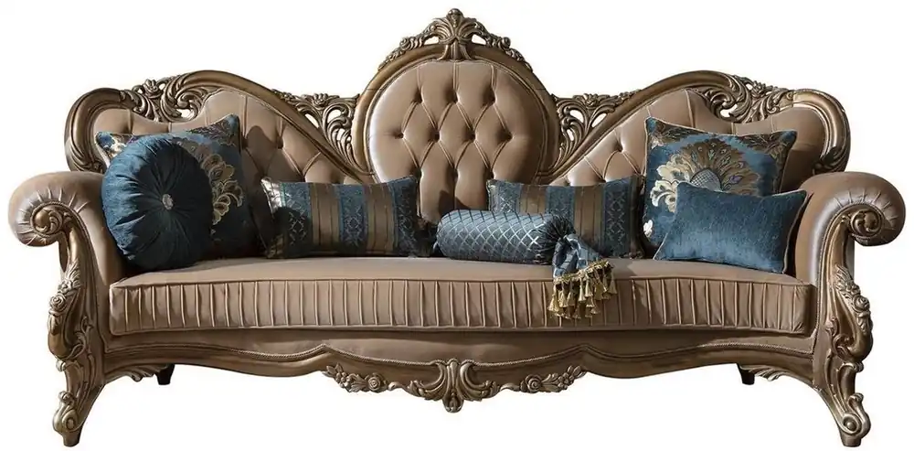 Schnäppchen Casa Padrino sofá barroco de lujo marrón / oro 260 x 90 x A. 125 cm - Magnífico sofá de salón con cojines decorativos - Muebles Barrocos