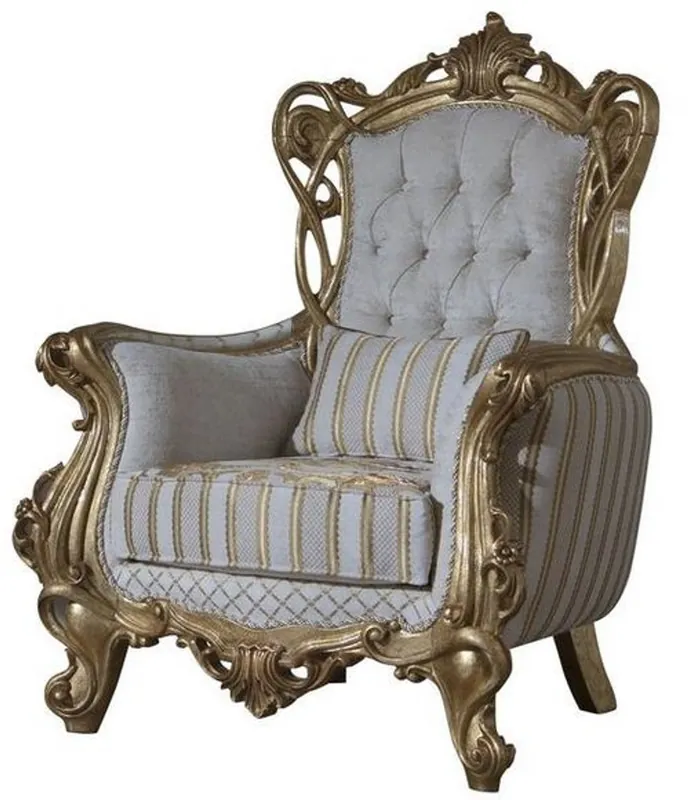 Neue Kollektion Casa Padrino sillón barroco de lujo blanco / oro 100 x 80 x A. 124 cm - Sillón de salón con patrón elegante y cojín decorativo - Muebles Barrocos - Noble y Magnífico