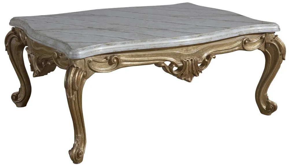 Ausverkauf Casa Padrino mesa de centro barroca de lujo gris / oro 120 x 87 x A. 48 cm - Mesa de salón de madera maciza en estilo barroco - Muebles Barrocos - Noble y Magnífica
