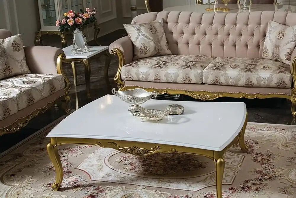 Letzte Chance Casa Padrino mesa de centro barroco de lujo blanco / oro 137 x 90 x A. 46 cm - Magnífica mesa de salón de madera maciza en estilo barroco - Muebles Barrocos