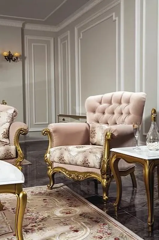 Top-Angebot Casa Padrino sillón barroco de lujo rosa / oro 93 x 75 x A. 108 cm - Sillón de salón con patrón elegante y cojín decorativo - Muebles Barroco