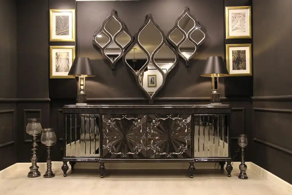 Casa Padrino conjunto de muebles barrocos de lujo aparador y 3 espejos de pared gris / negro / plata - Muebles Barrocos - Noble y Magnífico - Calidad de Lujo Neuheit