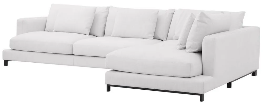 Casa Padrino sofá esquinero de lujo blanco / negro 320 x 200 x A. 64 cm - Noble sofá de salón con cojines - Muebles de Lujo - Calidad de Lujo Saisonangebot