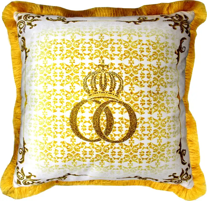 Ausverkauf Almohada decorativa de lujo Harald Glööckler Pompöös de Casa Padrino patrón barroco crema / dorado con pedrería - Glööckler pillow