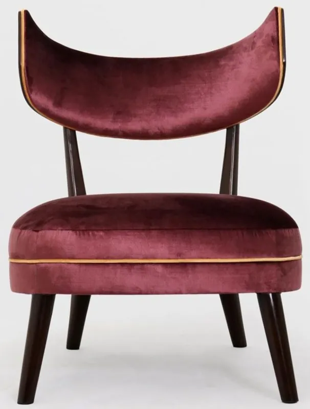 Nur Heute Casa Padrino sillón de salón Art Deco de lujo con respaldo curvo púrpura / naranja / marrón oscuro 78 x 70 x A. 90 cm - Muebles de Lujo