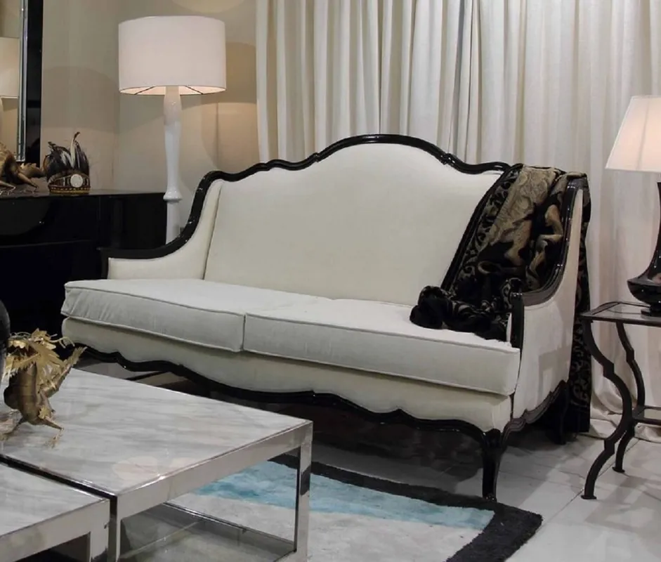 Letzte Chance Casa Padrino sofá barroco de lujo blanco / negro 185 x 95 x A. 111 cm - Sofá de salón con cojines decorativos - Muebles barrocos nobles