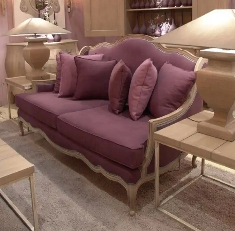 Casa Padrino sofá barroco de lujo púrpura / beige antiguo 185 x 95 x A. 111 cm - Sofá de salón con cojines decorativos - Muebles barrocos nobles Abverkauf