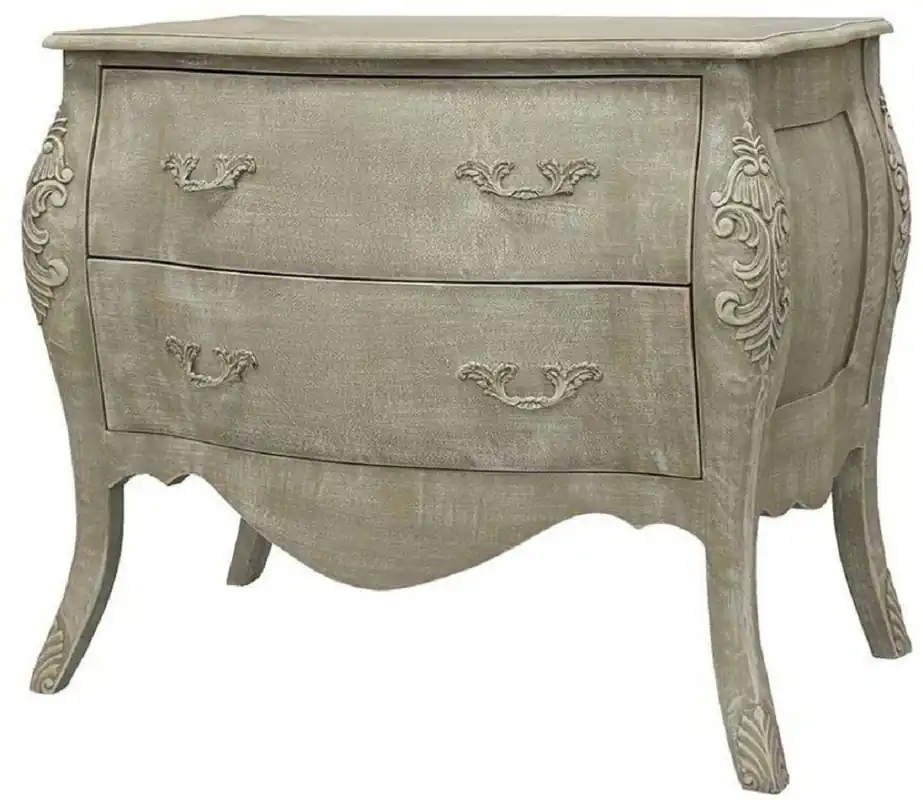 Wochenendangebot Casa Padrino cómoda barroco de lujo gris antiguo 90 x 58 x A. 80 cm - Cómoda de madera maciza hecha a mano con 2 cajones - Muebles nobles de estilo barroco