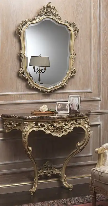 Zertifiziert Casa Padrino conjunto de muebles barrocos de lujo consola con espejo oro / gris / marrón - Magnífica consola con espejo de pared - Muebles de Castillo de Restaurante de Hotel - Calidad de Lujo