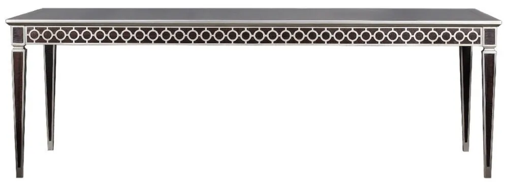 Direktkauf Casa Padrino mesa de comedor Art Deco de lujo negro / plata 240 x 110 x A. 78 cm - Mesa de comedor noble - Muebles de Comedor Art Deco