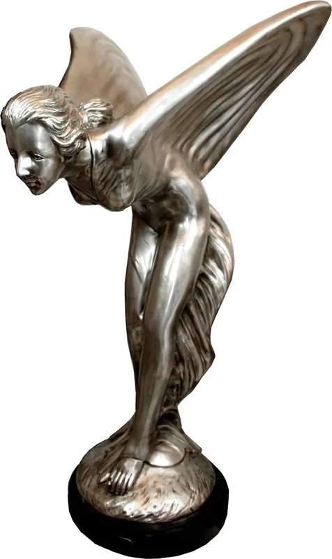 Gran escultura de bronce pesado Spirit of Ecstasy niquelado sobre una base de mármol 113 x 63 x 74 cm - Figura Dama con alas de la colección de lujo de Casa Padrino Wochenendangebot