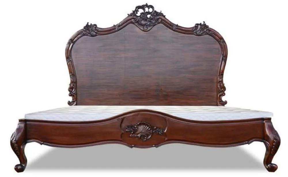 Casa Padrino cama doble barroco de lujo marron oscuro - Magnífica cama de madera maciza con cabecero - Muebles de dormitorio en estilo barroco Preisreduziert