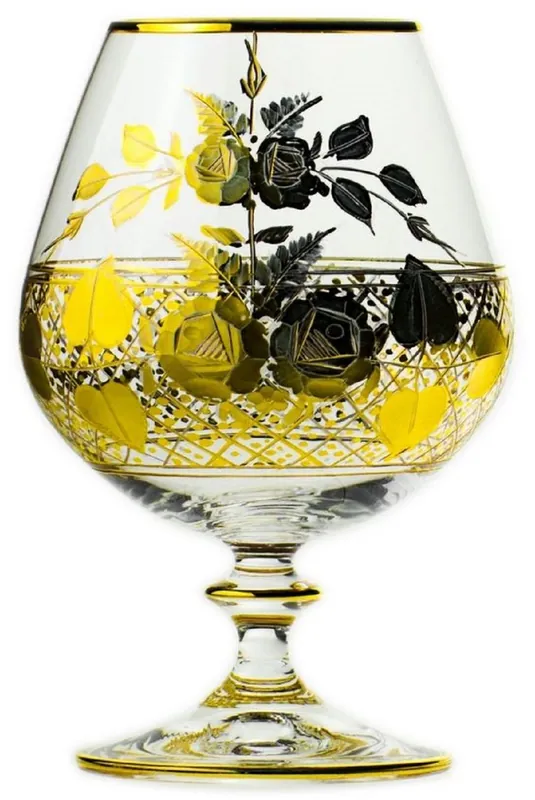 Top-Seller Casa Padrino conjunto de 6 copas de brandy barroco de lujo oro Ø 9 x A. 14,5 cm - Copas de coñac hechas y grabadas a mano - Accesorios para Hoteles y Restaurantes - Calidad de Lujo