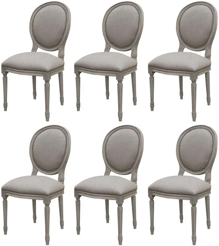 Casa Padrino conjunto de sillas de comedor medallón barroco de lujo gris 48 x 50 x A. 95 cm - Sillas de comedor hechas a mano en estilo barroco - Muebles de comedor barrocos - Calidad de Lujo Markenprodukt