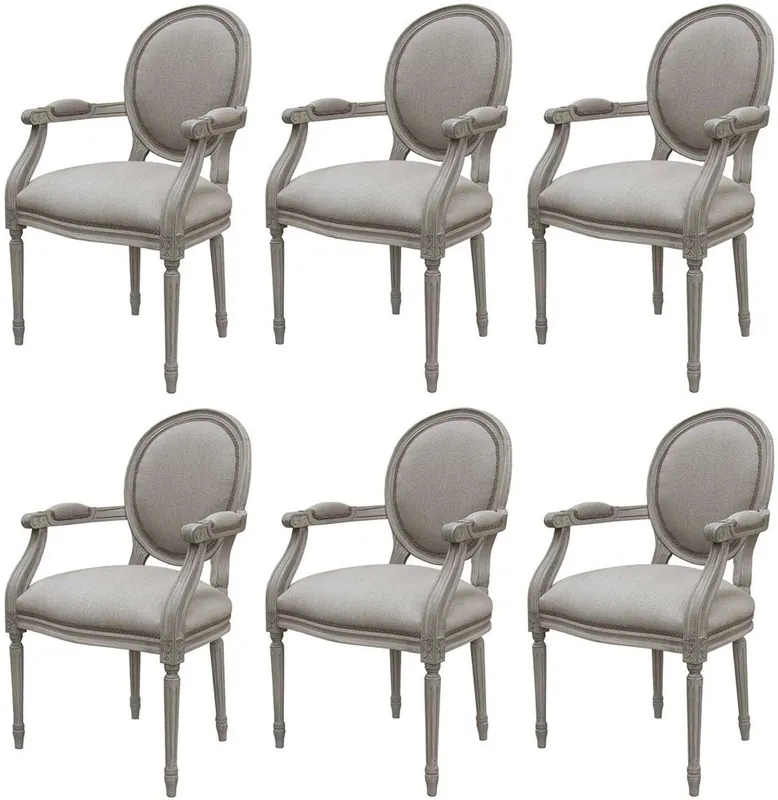 Neu Im Sortiment Casa Padrino conjunto de sillas de comedor medallón barroco de lujo gris 57 x 50 x A. 95 cm - Sillas de comedor con reposabrazos hechas a mano en estilo barroco - Muebles de comedor barrocos