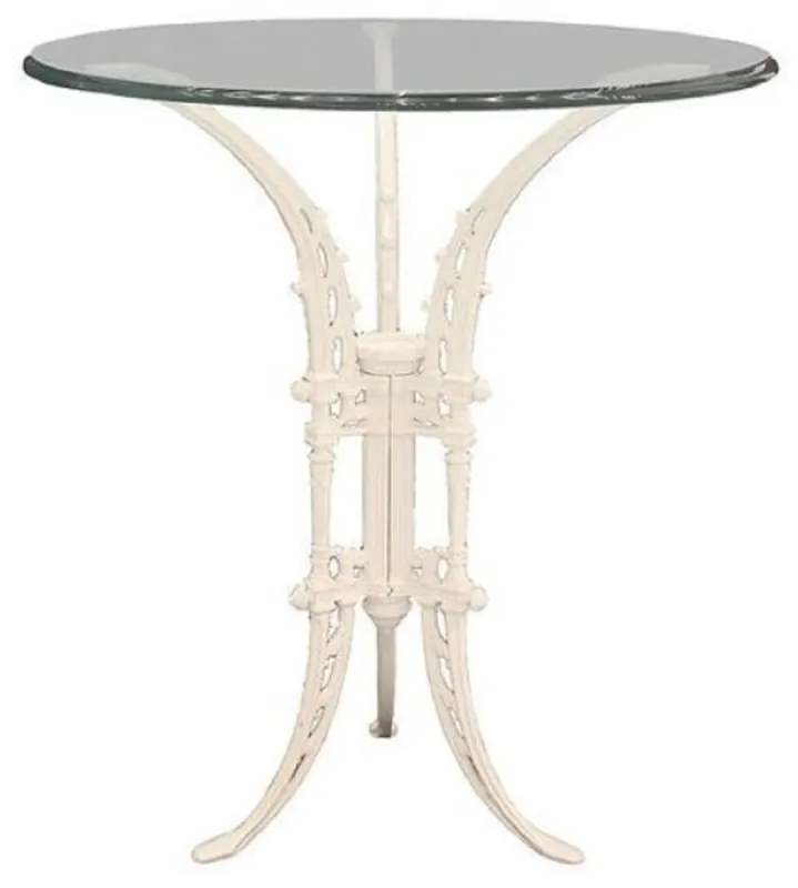 Casa Padrino mesa auxiliar Art Nouveau de lujo blanco Ø 70 x A. 74 cm - Mesa de hierro forjado a mano con tapa de vidrio - Muebles de Salón Jardín Patio Begrenztes Angebot