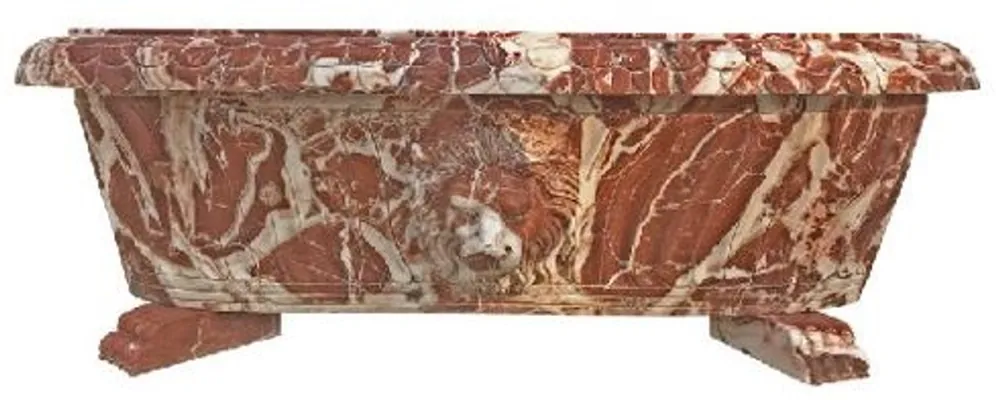 Sonderangebot Casa Padrino bañera barroco de lujo cabeza de león rojo / blanco 180 cm - Bañera de mármol independiente - Accesorios de baño - Noble y Magnífico