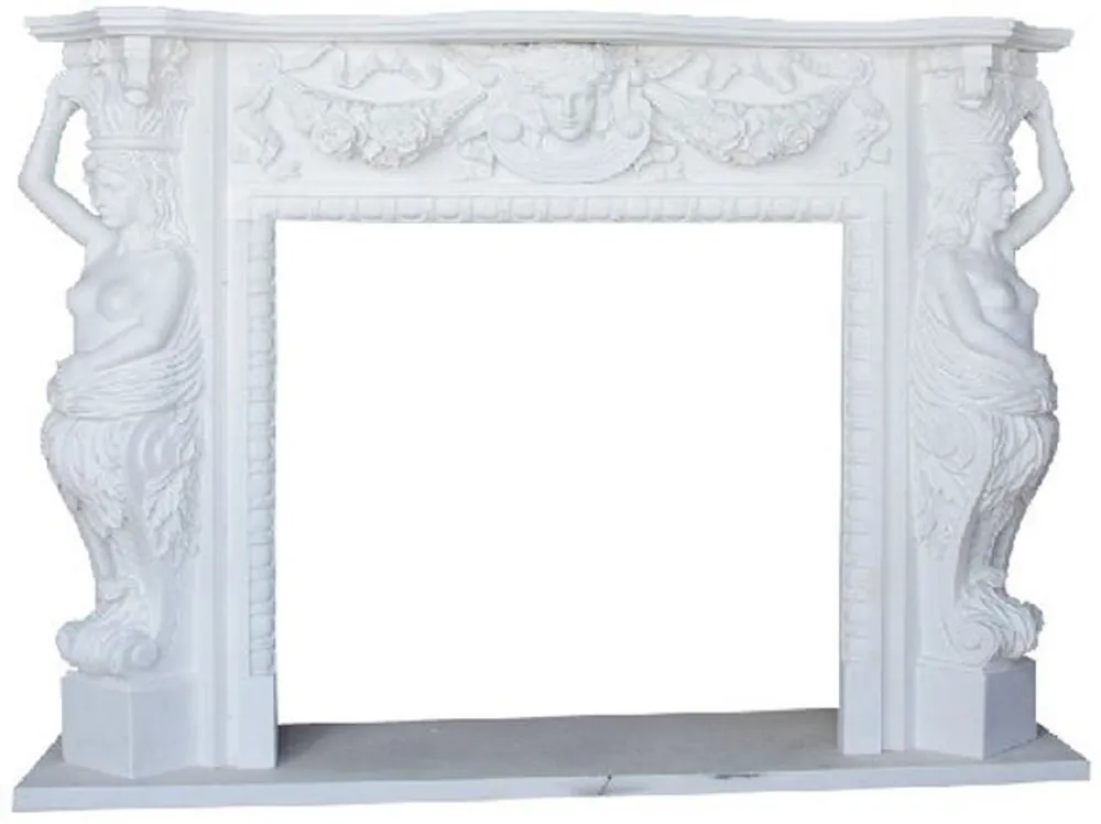Garantierte Lieferung Casa Padrino marco de chimenea barroco de lujo blanco 180 x 40 x A. 140 cm - Magnífico marco de chimenea de mármol de alta calidad - Accesorios decorativos en estilo barroco
